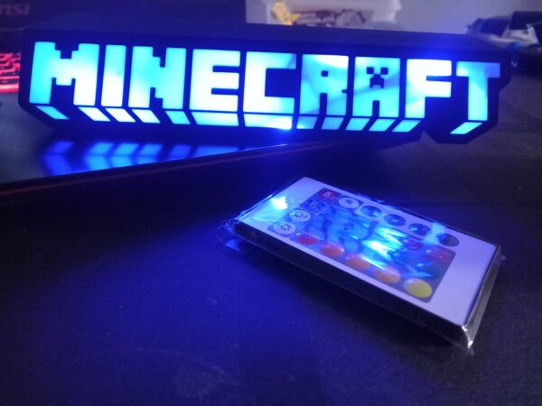 decoración led gamer con control remoto – cartel estilo pixelado
