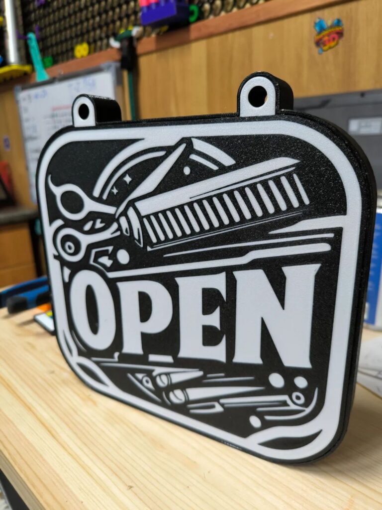 cartel led impresion 3d barberia
