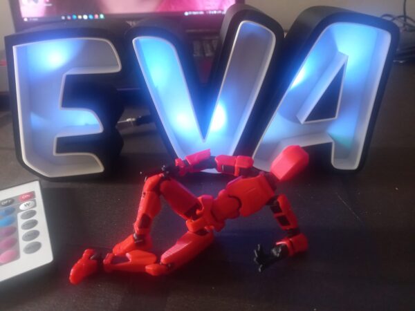 Cartel LED personalizado con letras 3D iluminadas en azul