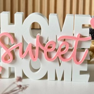 Cartel decorativo impreso en 3D con la frase Home Sweet Home