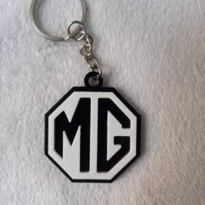 llavero auto logo mg blanco y negro